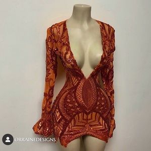 Orange dress by a designer in LA